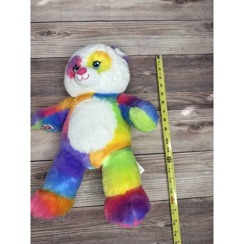 Build A Bear Rainbow Pop of Color Panda Plush Stuffed‎ Animal 16 Inches Long EUC
